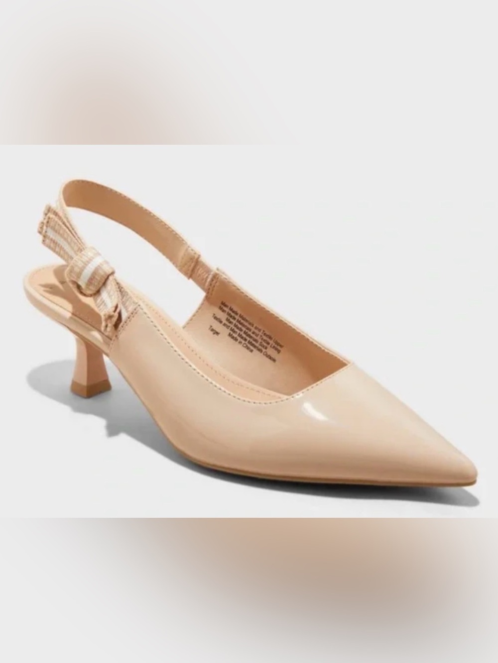 Target A New Day Milan Slingback Kitten Heel Pumps Tan Patent Bow Pointed Toe 8